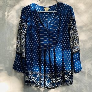 🖤 Lucky Brand along Sleeved Blue Blouse